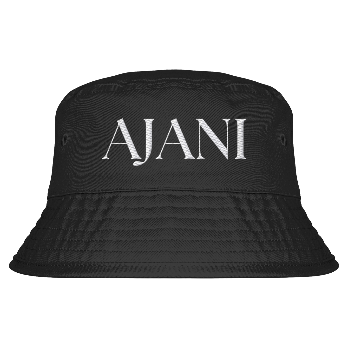 AJANI LOGO WHITE -STICK - Organic Bucket Hat