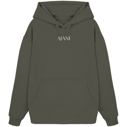 AJANI LOGO WHITE -STICK - Organic Oversize Hoodie (Stick)