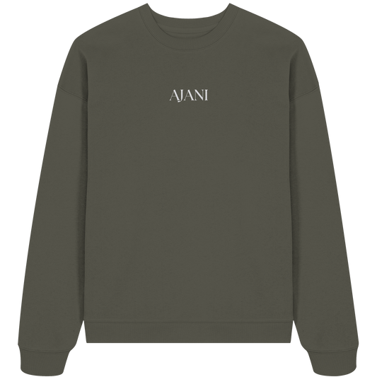 AJANI LOGO WHITE -STICK - Organic Oversize Sweatshirt (Stick)