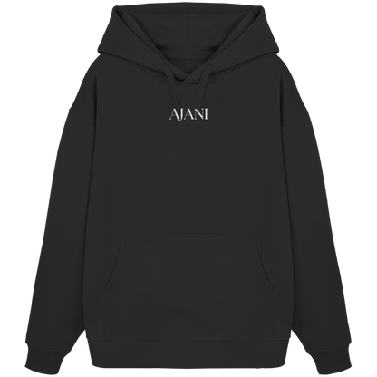 AJANI LOGO WHITE -STICK - Organic Oversize Hoodie (Stick)