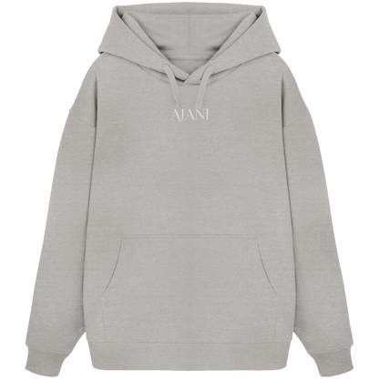 AJANI LOGO WHITE -STICK - Organic Oversize Hoodie (Stick)