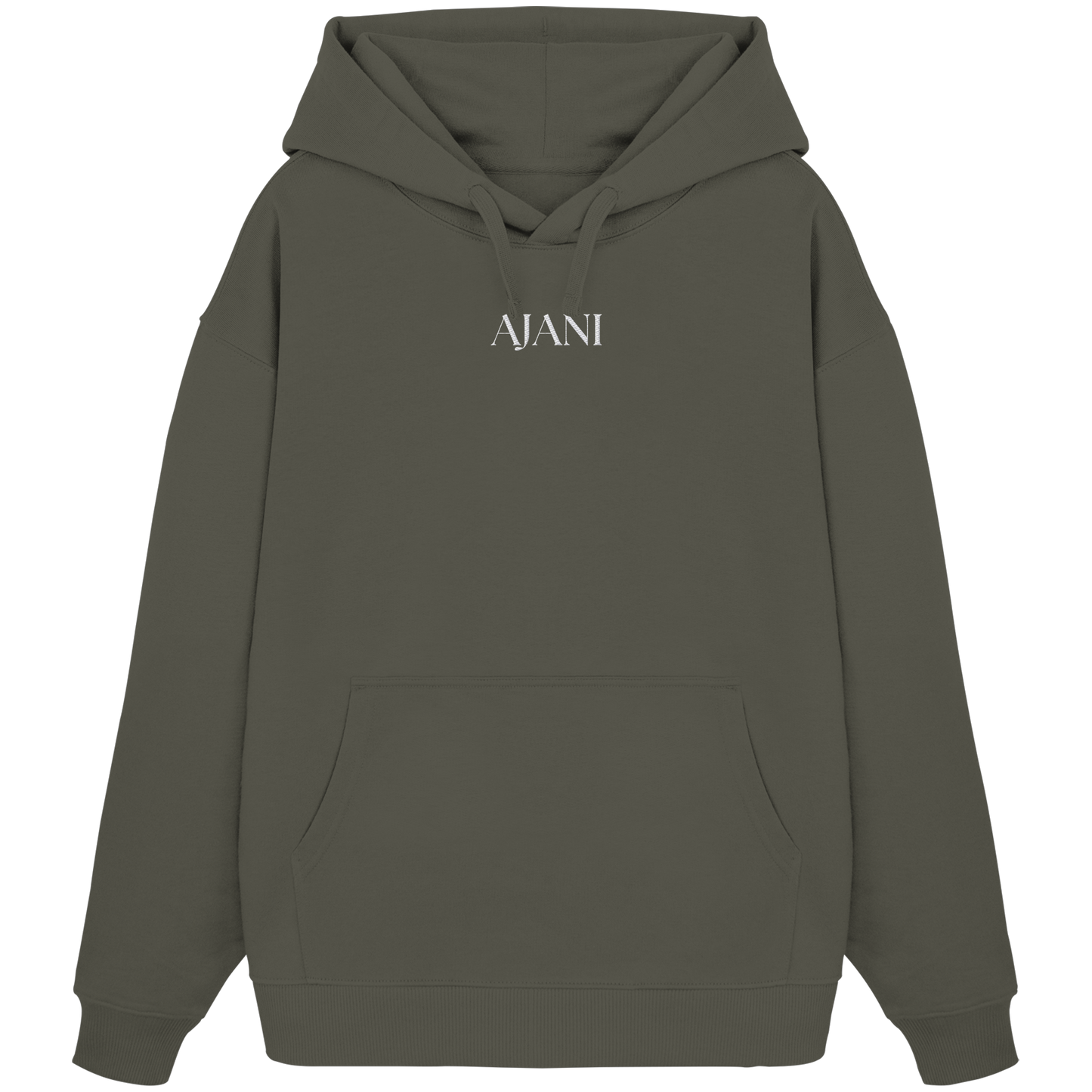 AJANI LOGO WHITE -STICK - Organic Oversize Hoodie (Stick)