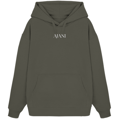 AJANI LOGO WHITE -STICK - Organic Oversize Hoodie (Stick)