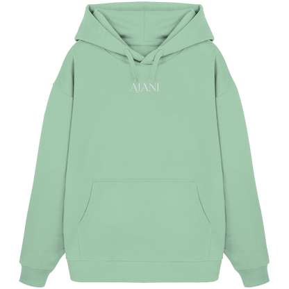 AJANI LOGO WHITE -STICK - Organic Oversize Hoodie (Stick)