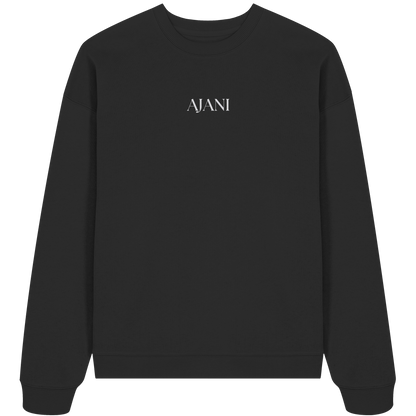 AJANI LOGO WHITE -STICK - Organic Oversize Sweatshirt (Stick)