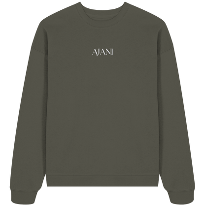 AJANI LOGO WHITE -STICK - Organic Oversize Sweatshirt (Stick)