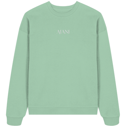 AJANI LOGO WHITE -STICK - Organic Oversize Sweatshirt (Stick)